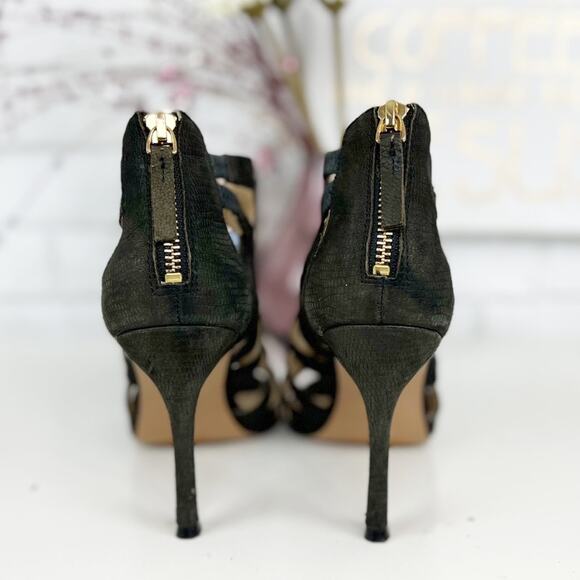 Nine West Black Nubuck Leather Sandals in Flora Size 7.5M - Picture 3 of 8